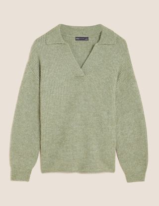 M&S Collection + Ribbed Collared Jumper