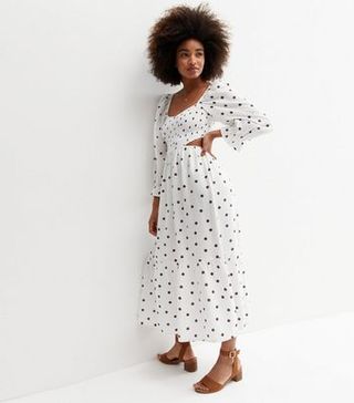 New Look + White Spot Linen-Look Cut Out Tiered Midi Dress