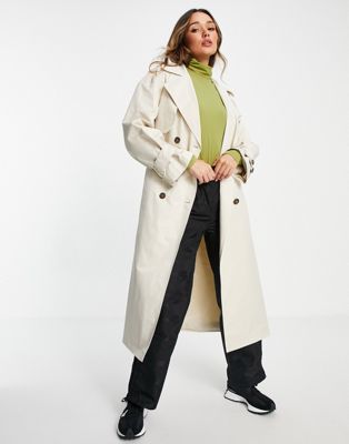 Asos Edition + Asos Edition Trench Coat With Tie in Ecru