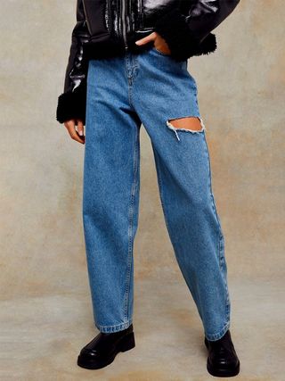 Topshop + Relaxed Fit Side Rip Jeans