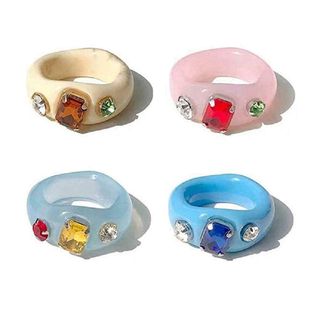 Colorful Bling + Acrylic Resin Colorful Rings