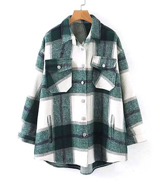 Tanming + Brushed Flannel Plaid Shacket