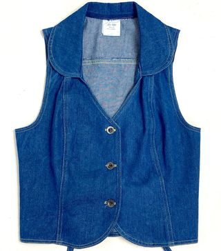 Vintage + 1970s Blue Jean Denim Waistcoat