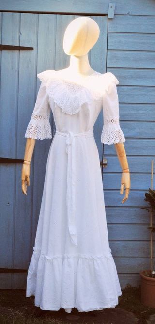 Vintage + White Frill Prairie Dress