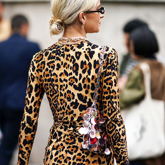 Leopard-print silk georgette minidress