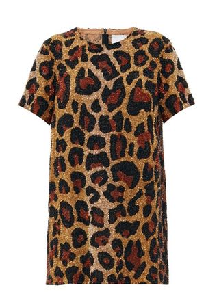 Ashish + Leopard Sequinned Georgette Mini Dress