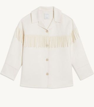 Sandro + Fringed Jacket in Double Faced Wool