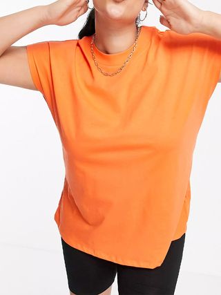 ASOS Design + Curve Boxy Sleeveless T-Shirt in Orange