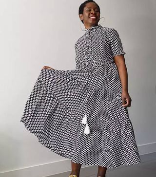 Kemi Telford + Tile Print Drawstring Tiered Maxi Dress