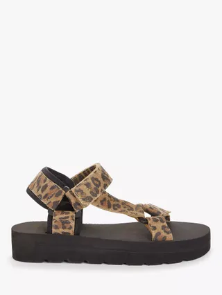 And/Or + Lean Suede Leopard Print Flatform Sandals