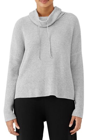 Eileen Fisher + Cowl Neck Organic Cotton Pullover