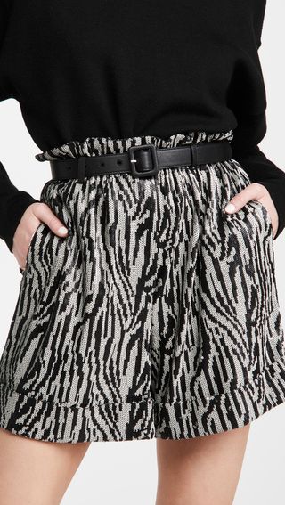 Self Portrait + Zebra Sequin High Waisted Shorts