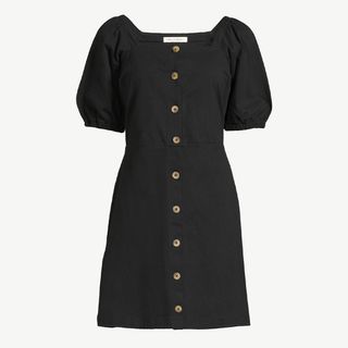 Scoop + Square Neck Dress with Puff Sleeves
