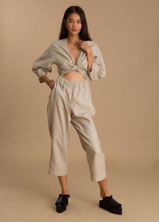 Selfi + Stone Oval Sleeve Jumpsuit