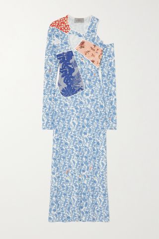 Preen by Thornton Bregazzi + Toru Cutout Floral-Print Stretch-Crepe and Velvet Dress