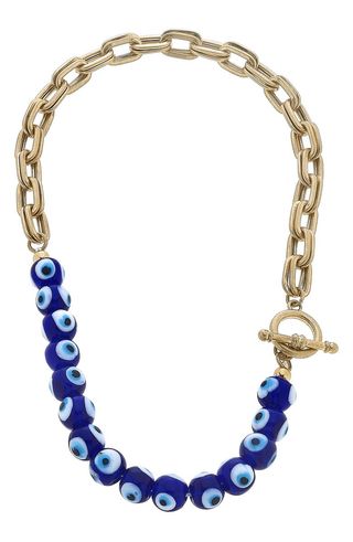 Canvas Jewelry + Murano Glass Evil Eye Glass Bead & Chain Necklace