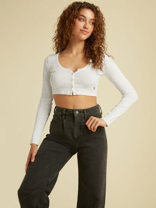 Guess + Guess Originals Cropped Long-Sleeve Top