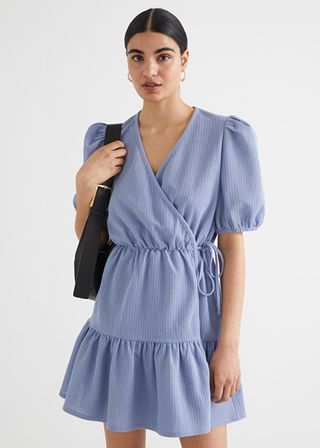 & Other Stories + Puff Sleeve Mini Wrap Dress