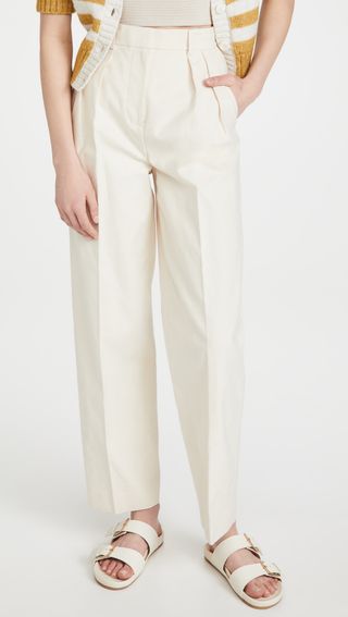 Tory Burch + Canvas Pleated Trousers