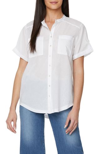 NYDJ + Short Sleeve Button-Up Top