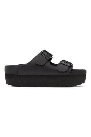 Birkenstock + Black Papillio Leather Narrow Arizona Platform Sandals