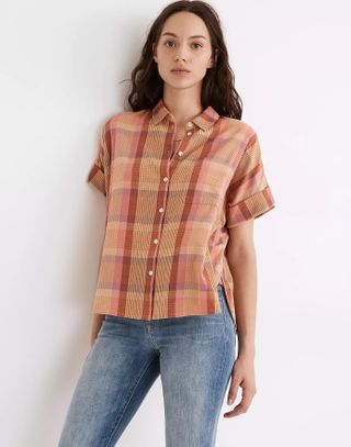 Madewell + Daily Shirt in Neon Madras Plaid