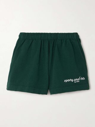 Sporty & Rich + Disco Printed Cotton-Jersey Shorts