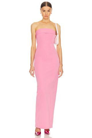 Helsa + Tech Gabardine Long Strapless Dress