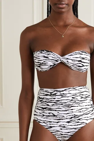 Melissa Odabash + Lyon Tiger-Print Bandeau Bikini Top