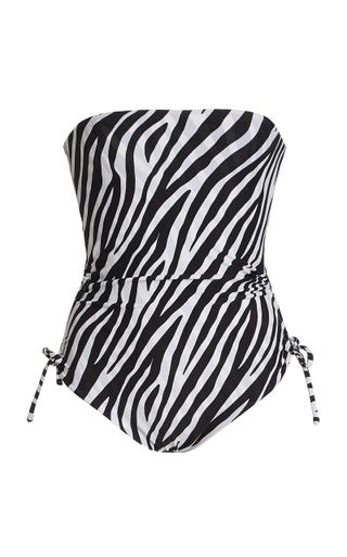 Aexae + Zebra-Print Strapless One-Piece Swimsuit