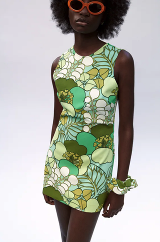 Zara + Printed Dress With Matching Scrunchie