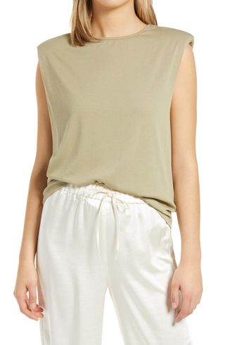 4th & Reckless + Devon Shoulder Pad Sleeveless Top