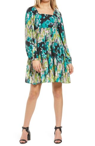 Vero Moda + Nora Floral Long Sleeve Babydoll Dress