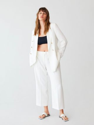 Violeta by Mango + Double-Breasted Structured Blazer