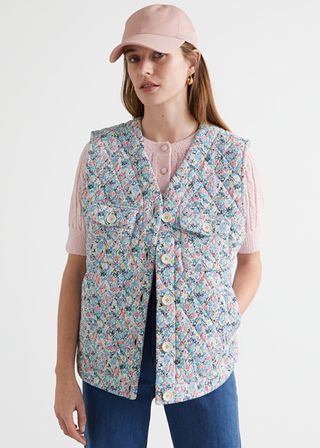& Other Stories + Buttoned Padded Floral Print Vest