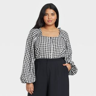 Who What Wear x Target + Balloon Long Sleeve Bardot Top