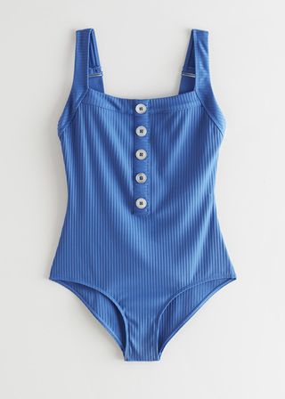 & Other Stories + Ribbed Button Up Swimsuit