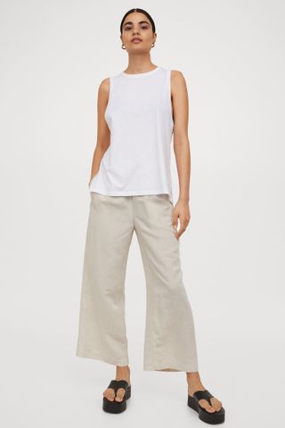 H&M + Linen-Blend Crop Pants