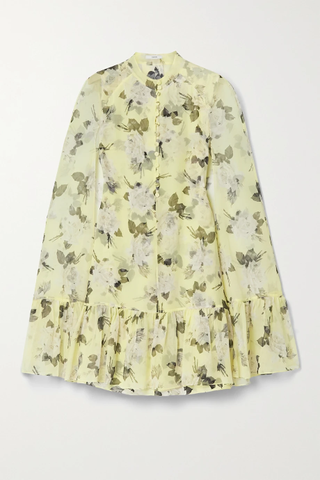 Erdem + Constantine Cape-Effect Floral-Print Silk-Voile Mini Dress