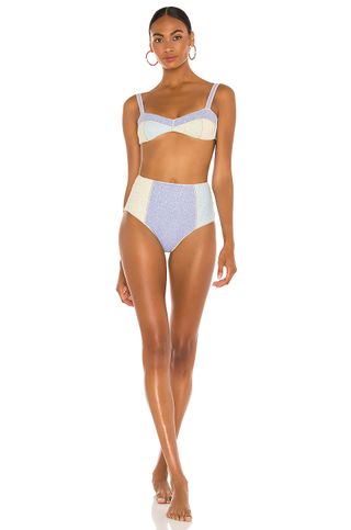 Oséree + Shine Colore High Waisted Bikini Set in Multi Lavender