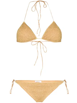 Oséree + Lumiere Metallic Triangle-Cup Bikini Set
