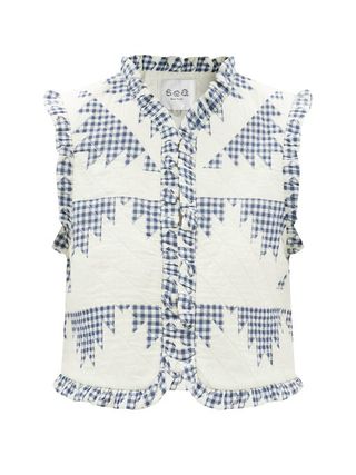 Sea + Gloucester Patchwork-Gingham Quilted Cotton Gilet