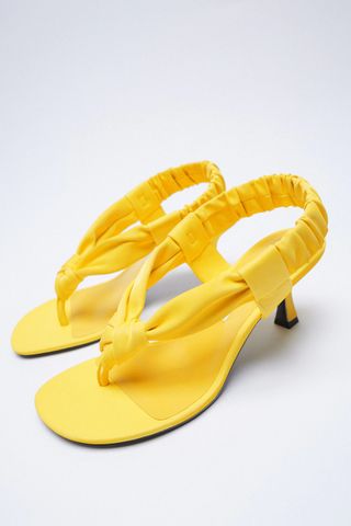 Zara + High Heeled Sandals With Knot Detail