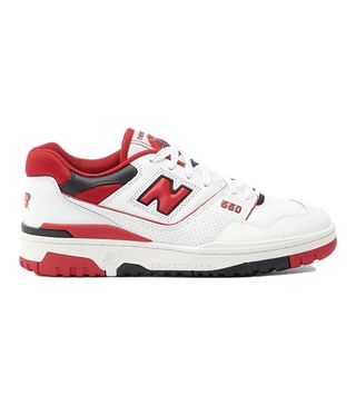 New Balance + 550 Sneakers in White Red