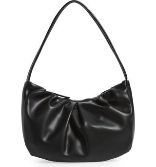 Street Level + Gathered Faux Leather Baguette Bag