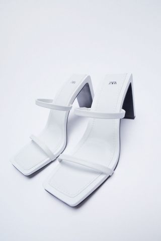 Zara + Minimalist Strappy Leather Heeled Sandals