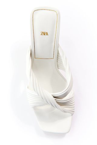 Zara + Pleated Strap Heeled Sandals