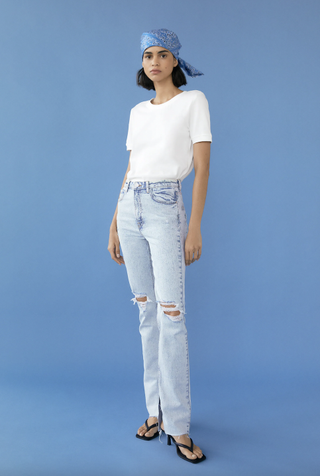 Zara + Z1975 Flared Ripped Slim Fit Jeans