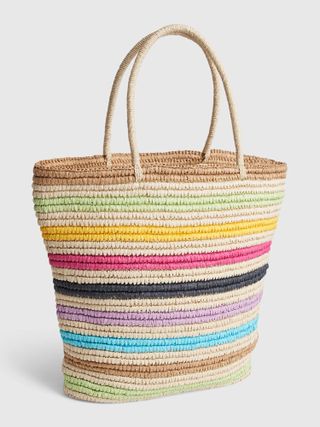 Gap + Rainbow Stripe Straw Tote Bag