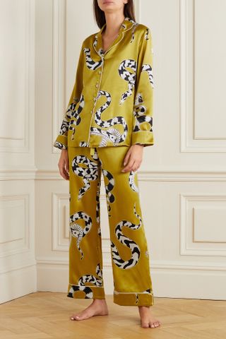 Olivia von Halle + Lila Printed Silk-Satin Pajama Set